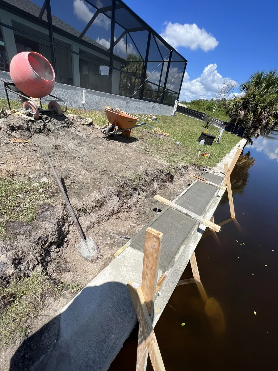 Formwork and bracing for concrete seawall repair
